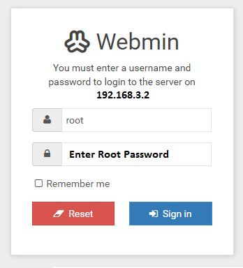 Accessing Webmin control panel