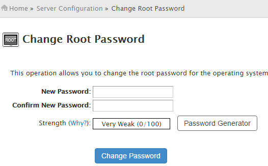 WHM : Change Root Password