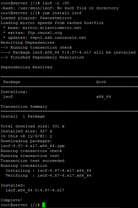 How to Install lsof command on CentOS RHEL 7 Linux Server