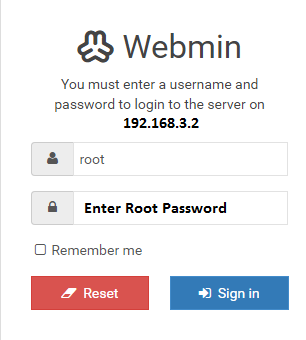 How to login Webmin Server