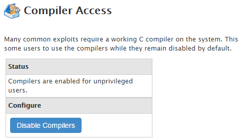 Disable Compilers cPanel