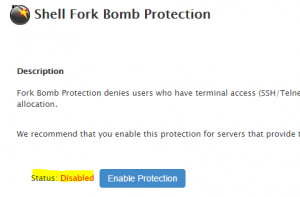 Disable Shell fork bomb protection