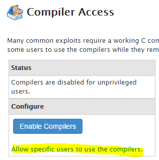 Enable compiler specific users