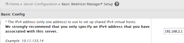 Primary Shared IP cPanel