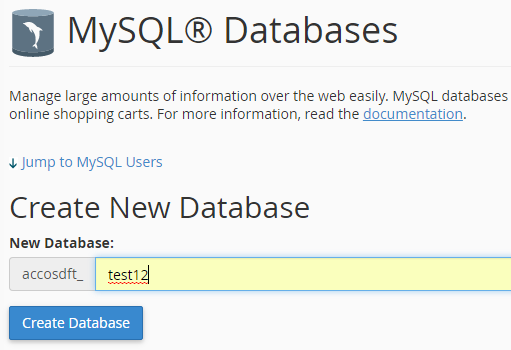 Create mySQL database