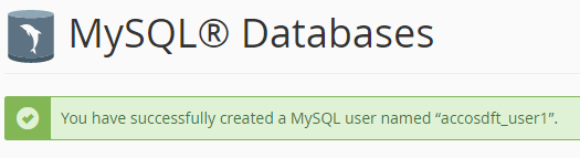 Created mySQL username