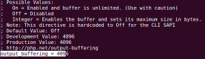 How to set custom value for output_buffering